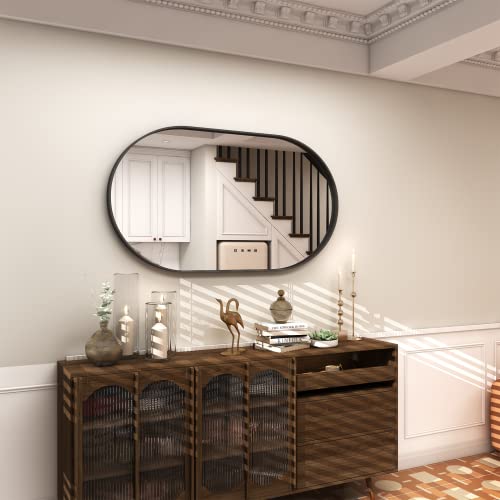 Charmor 24X36 Oval Bathroom Mirror For Wall, Matte Black Bathroom Oval Vanity Mirror, Oval Wall Mouted Mirror, Anti-Rust, Shatterproof (Horizontal/Vertical) #TOP3