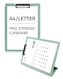 GAUENEEN Free Standing Clipboard and Desktop Stand with Adjustable Buckles Easel Back - Foldable Stand and Document Holder for School, Office and Business Use (9.37 x 12.6 inches) (Green)