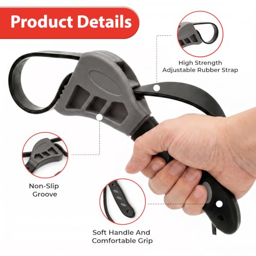 MUUMUS 2-Pieces Adjustable Rubber Strap Wrench Set, Universal Belt Wrench with 6" & 8" Sizes, Non-Slip Rubber Grip Tool for Stubborn Jars, Oil Filter Removal, Plumbing Pipes, Faucets & DIY Repairs by MUUMUS - Used condition - Image 4