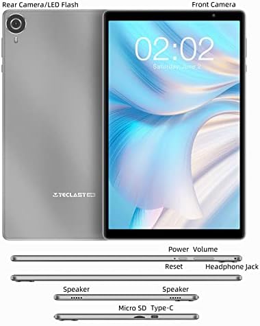 TECLAST Tablet Android 12 P25T Tablets 10 Inch, 4GB RAM 64GB ROM(TF 1TB), Allwinner A133 Quad Core, 1280×800 HD IPS, 2.4/5.0GHz WiFi 6+Type C+Bluetooth 5.0+5000mAh+Silver Grey 2022