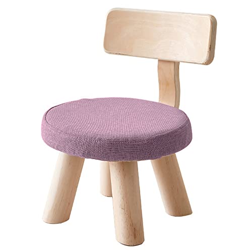 YLOVABLE 木製 ミニ スツール 子ども スツール 子供 いす 低い スツール 座面高さ20cm 背もたれかわいいスツール 木製脚立 コンパクト 家庭 幼稚園用 綿麻の生地 背もたれ付き 取り外し可能な布カバー