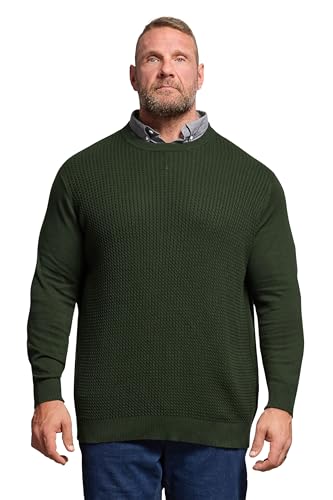 Image of BadRhino Big & Tall Cable Knit Mock Shirt Jumper - Men's - Plus Size Curve Dark Green
