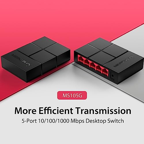 MERCUSYS MS105G 5-Port Desktop Ethernet Network Switch/Hub, 10/100/1000Mbps Ethernet Splitter, Energy Saving up to 82%, Plug & Play, TP-Link Switch, Perfect for home/small office/dormitory - Image 3