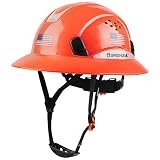 Full Brim Hard Hat Vented Construction Safety Helmet OSHA Approved Cascos De Construccion Work Hardhats with Cooling Towel for Men&Women 6 Point Adjustable Ratchet Suspension