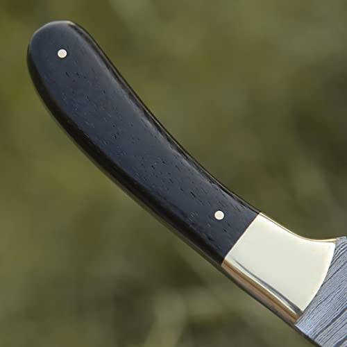 Knifeify Skinner Fixed Blade, Damascus Steel Knife - Fixed Blade Knives - Bush Craft Knife - Hunting Knife & Camping Knife - Skinning Knives & Hunting Knives, With Bone & Resin Bolster Handel Real Leather Knife Sheath (113 Skinner Knife) #TOP5