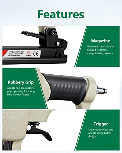 image for meite 7116B Pneumatic Upholstery Stapler -22 Gauge 3/8-Inch Crown or C