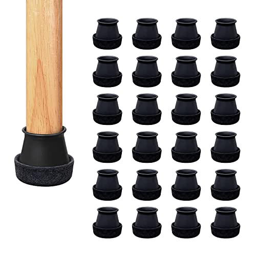 MAYZOLOP 24 Stück Silikon Stuhl Bodenschoner Tisch, Kappen Tassen Gummi Füße Pads Anti-Rutsch Möbel Tisch Umfasst die Holz Bodenschoner für 1" Möbel Beine, Schwarz Cover