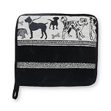 Bunzlau Castle® Topflappen - 23 x 19 cm - 100% Bio Baumwolle - mit Polyesterfüllung - zum Kochen & Backen - waschbar bei 40 °C, trocknergeeignet - Hund - Schwarz