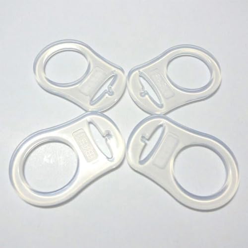 RDNKVB 4pcs Silikon Knopf Ring Schnuller Adapter Silikon Dummy Schnuller Halter Clip Adapter Ring Silikonring für Schnuller