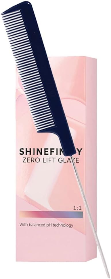 Shinefinity Zero Lift Glaze 010/8 Lightest Blonde Pearl Demi-Permanent Hair Color 2oz and M Hair Designs Tail Comb (Bundle)