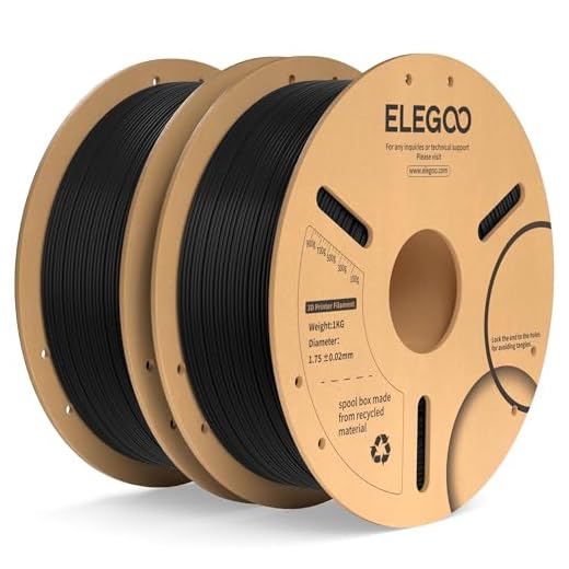 ELEGOO PLA Plus Filament 1.75mm Black 2KG, PLA+ Tougher and Stronger 3D Printer Filament Pro Dimensional Accuracy +/- 0.02mm, 2 Pcs 1kg Spool(2.2lbs) Fits for Most FDM 3D Printers