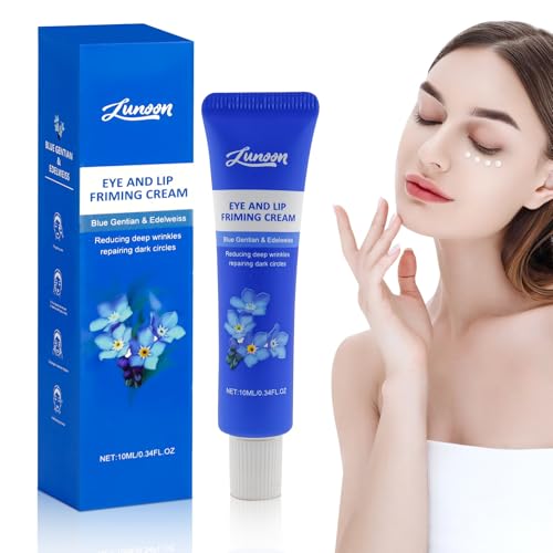 Crema Contorno de Ojos, con Genciana Azul y Edeiweiss, Crema Antiojeras Mujer, Contorno de Ojos Hidratante, Crema Reparadora de Ojos, Contra Bolsas y Ojeras, Arrugas
