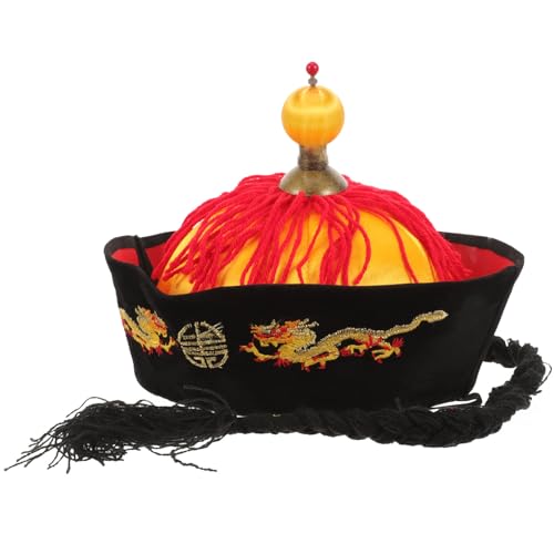 ifundom Chapeaux De Cosplay De Fête Chapeau Chinois Avec Tresse De Chinois Traditionnel Oriental Asiatique Antique Couronne Carton Et Flanelle