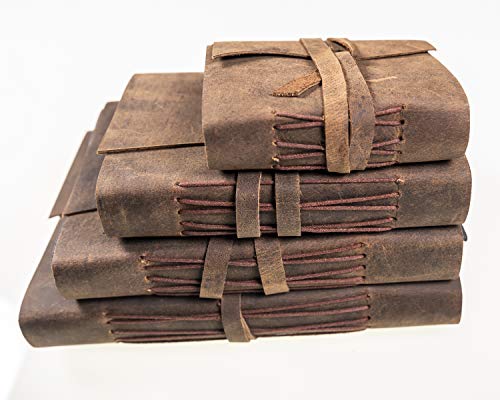 Leather Journal Small Writing Notebook Personal Organizer - Vintage Rustic Natural Handmade Leather Bound Notepad Portable Men & Women Unlined Paper Versatile As Art Sketchbook, Planner, Diary & Notebook (6X4 Inches) #TOP5
