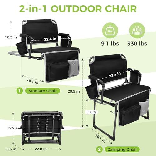 Fundango 9C2413_BLACK 2 In 1 Stadium Seat With Back Support And Armrests thumb #2