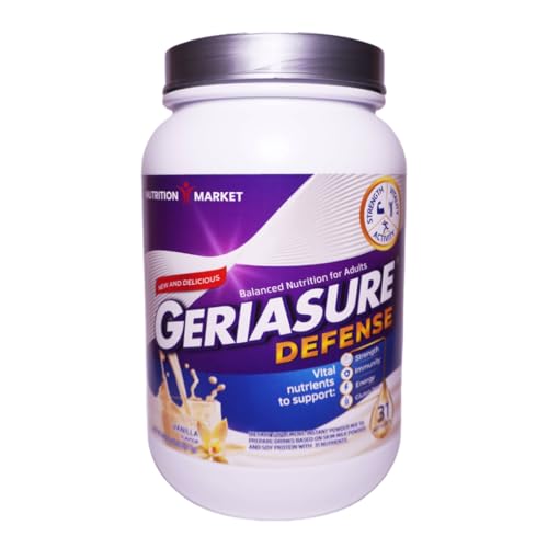 Image of Geriasure Vanilla Inmune-Active High Protein Daily Nutritional Supplement Powder for The Active Aging Adults. General Well-Being, Energy, Vitality, Gluten Free 1000g