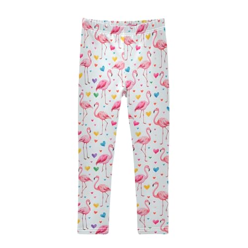 senya Girls Printed Leggings Yoga Pants Flamingo Heart Pattern for Kids in 4t to 10 Years, 4T