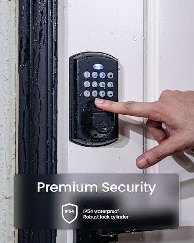 DESLOC A100F Keypad Fingerprint Door Lock, Keyless Entry Door Lock, Smart Lock Deadbolt for Front Door, Easy Installation, Emergency Power Port,12 Months Battery, IP54 Waterproof, 5 Keys thumbnail 5