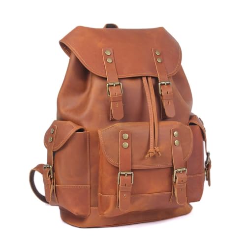 Sac de cabine grande capacité en cuir de cheval rétro à bandoulière