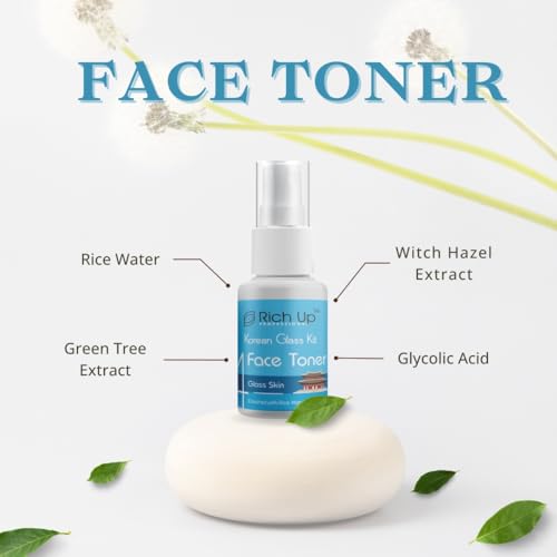 Image of RICH UP KOREAN GLASS FACIAL KIT - 360GM (315GM + 45ML) | MULTIPLE TIMES USE WITH 8 EASY STEPS | FOR ALL SKIN TYPE | BEST FACIAL KIT FOR MEN AND WOMEN