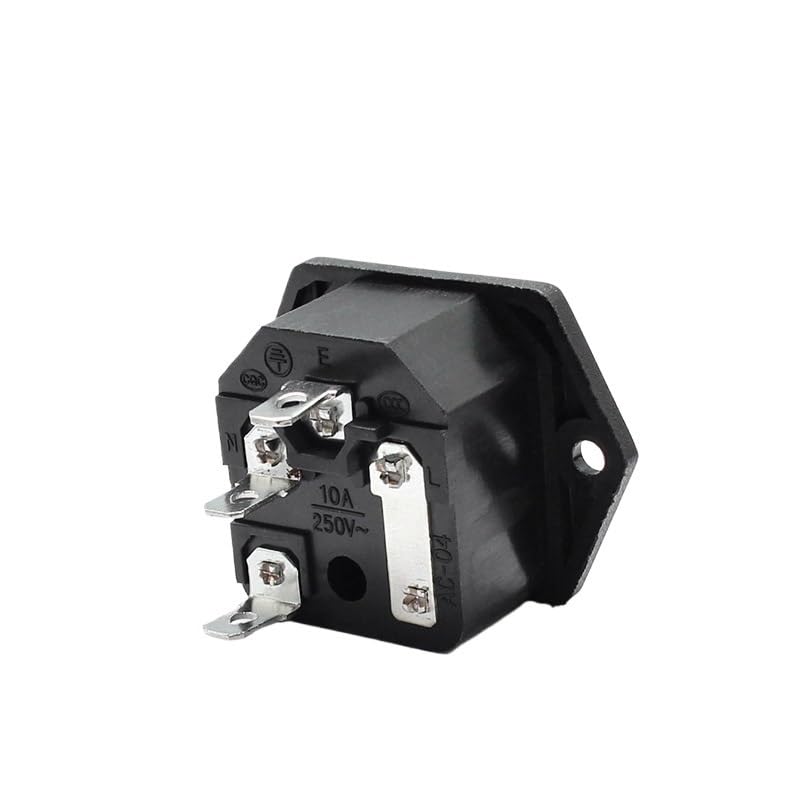 AC-04 Power Socket Fuse Switch Connector Plug Connector 3 Pins with 10A Fuse 10A 250VAC