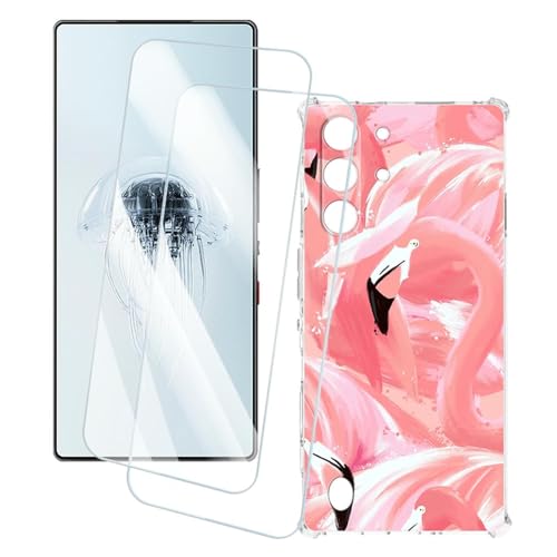 OAGELIM 2�Z�b�g �X�N���[���v���e�N�^�[ + �P�[�X ZTE Nubia Red Magic 10S Pro+ 5G (6.85 �C���`) �Ƃ̌݊������� �A�[�e�B�X�e�B�b�N�J�X�^���v�����g�J�o�[�Ƌ����K���X�t�B���� �X�N���b�`�h�~ (�t���~���S