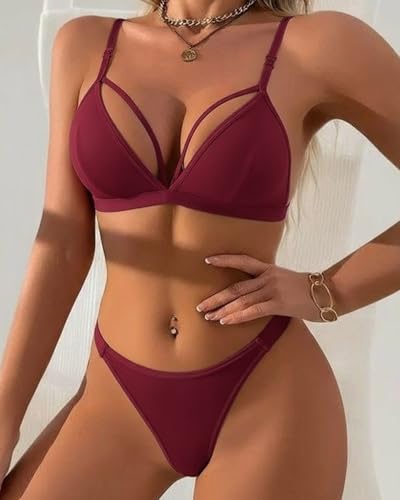 Image of Luxzii Women's Sexy Lingerie Set | White Bra & Panty Set with Strappy Detailing | Soft Stretchy Fabric | Honeymoon, Bedroom Wear, Intimate Wear, Romantic Gift Outfit