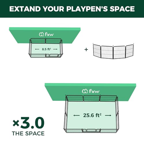 Image of FXW Instant Dog Playpen, RV Camping, Outdoor & Yard, 24 inch H, 4 Panels | Portable, Easy setup, Heavy-duty, DIY layouts, For Puppies & Small Dogs, Patented