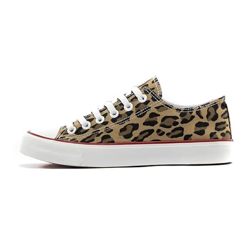 xinran & shengli Zapatillas de lona para hombre y mujer, con cordones, unisex, para correr, zapatillas de deporte para mujer, hombre, informales, tenis, Estampado De Leopardo Rojo, 35 EU | Ya disponible en tu tienda friki favorita! En mundofriki.es!