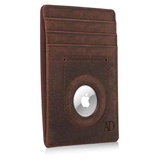 Access Denied Genuine Leather Air Tag Holder - Slim Minimalist Wallets For Men & Women - Front Pocket Thin Mens Wallet RFID Credit Card Holder Gifts For Men - Air Tag NOT Included