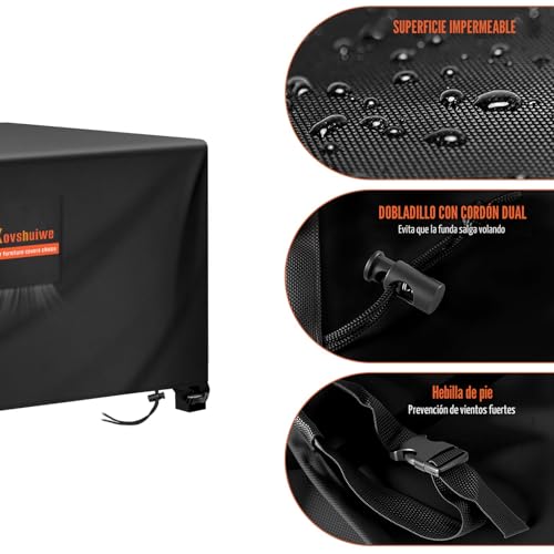 Miniatura 9 de Kovshuiwe - Fundas Para Muebles De Jardín, 125 X 125 X 74 Cm, Tela Oxford Resistente, Resistente Al Viento, Anti-Uv Negro