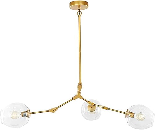 Gold Molecule Iron Chandelier E27 Industrial Adjustable Branch Pendant Light Sputnik Ball Lampshade Chandeliers-Blue 3-Lights (Color  E Gray Size