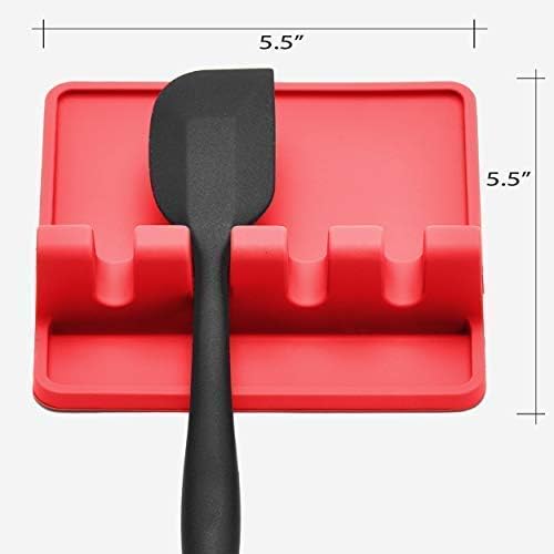 Silicone Spoon Rest for Stove Top with Drip Pad (Two Pack), Heat Resistant - Image 3