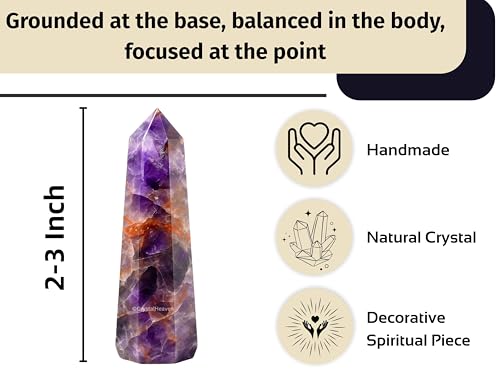 Image of Certified Amethyst Chevron Crystal Tower Obelisk Point For Chakra