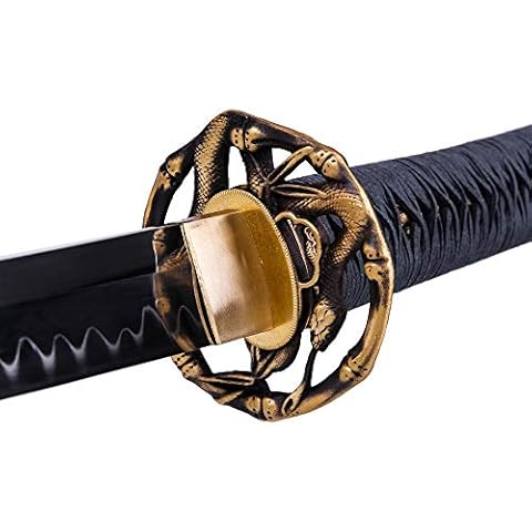 Siwode Katana,Snake Bamboo Copper Tang, no Bo-Hi,T10 Clay_Tempered, Handmade Samurai Steel Sword 40-Inchs Cover