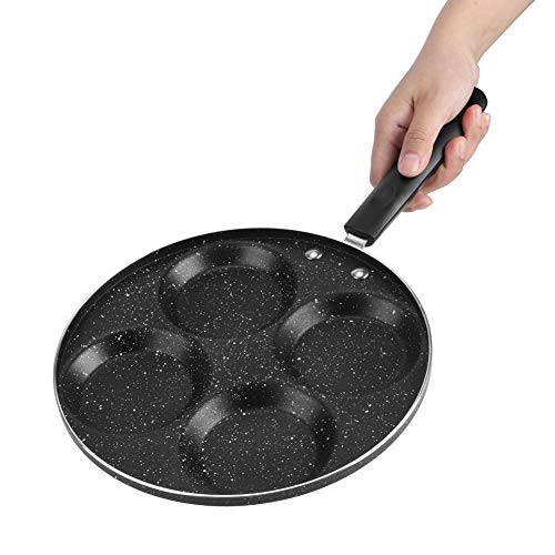 Joyzan 4 Cup Egg Frying Pan, Aluminum Non Stick Pancake Fried Pan Multi Skillet Omelet Nonstick Circle Breakfast Swedish Crepe Burgers Bacon Beige Vegetable Patties Gas Stove Cooker Induction Camping by Joyzan - Image 5