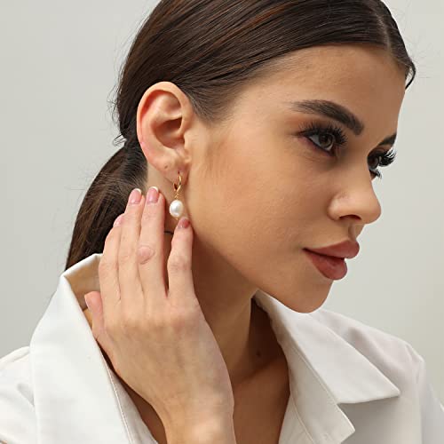 Xyjzxy Huggie Hoop Earrings With Charms Pearl Dangle Earrings 13 Mm thumb #2