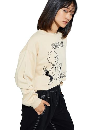 Image of Max URB N Women Snoopy Printed Cropped Sweatshirt