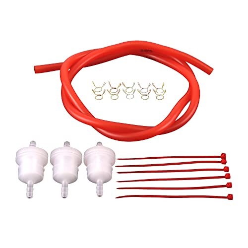GOOFIT Rouge Moto Gaz Filtre de Carburant Ligne de Ressort Clips Tuyau de Tube Dia Intérieur Huile Moto Essence Saleté Remplacement pour Motocyclettes ATV