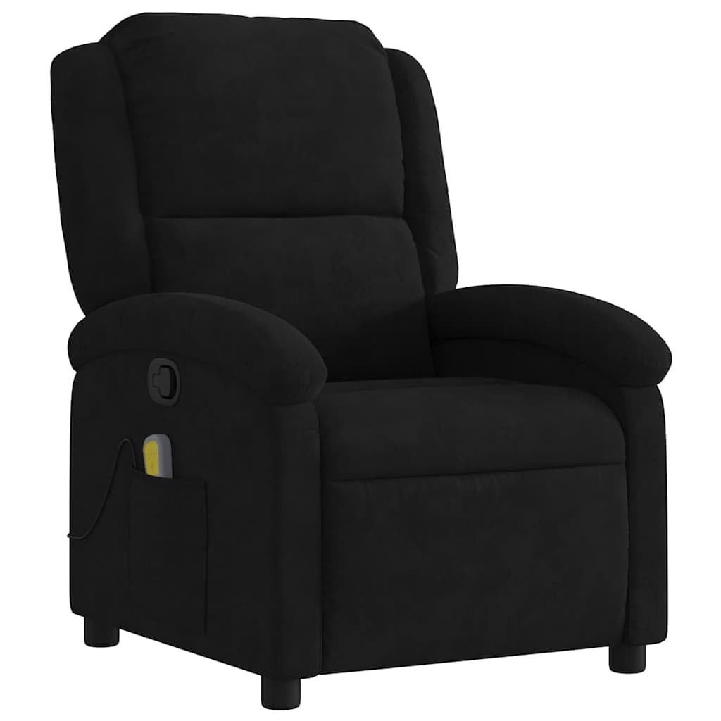 vidaXL Fauteuil de Massage Inclinable, Chaise de Relaxation avec Dossier et Repose-Pied Réglables, Siège de Salon, Moderne, Noir Velours