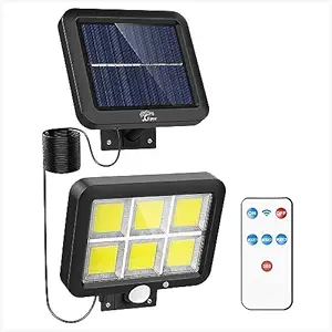 Epyz Solar Light Outdoor Waterproof Ip65 With Remote For Motion Sensor Light Home Garden Wall Compound Entrance Automatic Lamp 120 Cob White Led Light, 3 Modes [ Pack Of 1 ] - Plastic, Metal