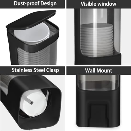 Cup Dispenser, Wall Mounted Water Cooler Cup Dispenser for 3oz-5oz Disposable Cups, Bathroom Cup Holder, Plastic Paper Cup Dispenser with Adhesive/Screw Mount for Office, Hospital, Bathroom by EOFJRUC - Image 3