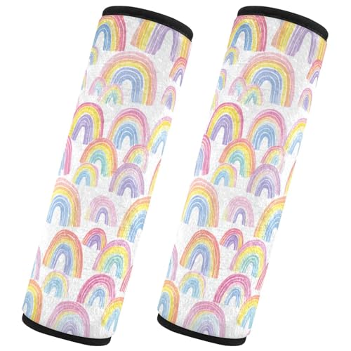 Image of 2 Pack Gradient Cute Rainbows Seatbelt Covers Seat Belt Cover Pad for Adults Boys Girls Car Seat Strap Covers Pads Cushion Universal Shoulder Strap Pad Protector for Backpack Camera Bag 6.5 Inch