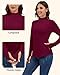 WOWENY Women's Thermal Fleece Long Sleeve Shirt Mock Neck Tops Winter Warm Base Layer Cold Weather Undershirts with Thumb Holes Pockets Running Wine
