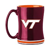 Logo Brands NCAA Virginia Tech Hokies 14 oz Relief Coffee Mug - Officially Licensed Mug, Sculpted 3D Logo and Team Colors – Comfortable Handle and Glossy Finish for College Sports Fans