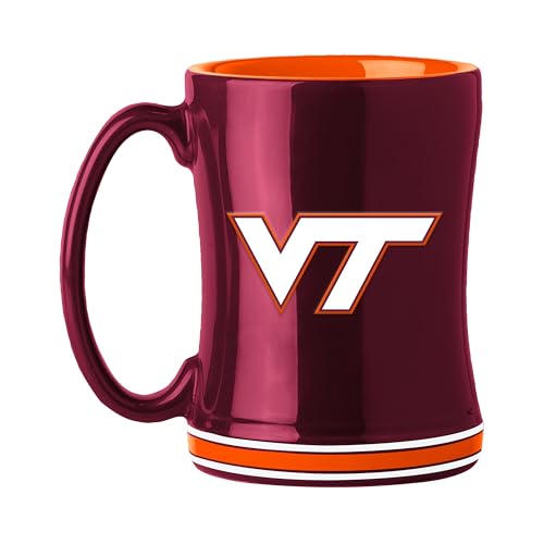 Image of Logo Brands NCAA Virginia Tech Hokies 14 oz Relief Coffee Mug - Officially Licensed Mug, Sculpted 3D Logo and Team Colors - Comfortable Handle and Glossy Finish for College Sports Fans