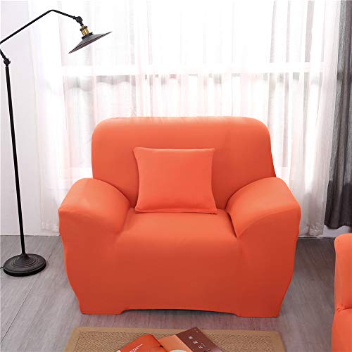 Housse de canapé 3 places élastique orange extensible et lavable - 3