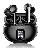 Wireless Earbuds, Bluetooth 5.4 Headphones with 50H Playback, Deep Bass Stereo Ear Buds Clear Calls with LED Power Display, IPX7 Waterproof, in-Ear Earphones with Mic for Phone/Android/iPad, Black
