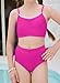 blibean Teen Girls Swimsuits Two Piece Bikini Sets Big Girl Summer Fashion Boho Hawaii Swim Bathing Suits Solid Beach Swimwear Sets Traje Baño Niñas Size 14-15 Year Old Rose Pink
