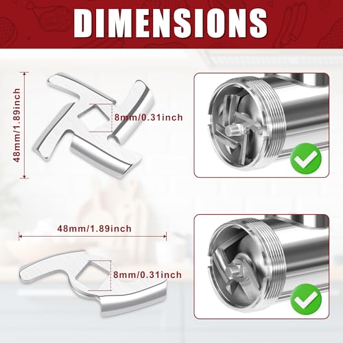 7 Pieces Meat Grinder Blades Plate Discs Stainless Steel Food Knife Cutter Meat Grinder Replacement Parts for KITOART Meat Grinder Attachment - Thumbnail 2